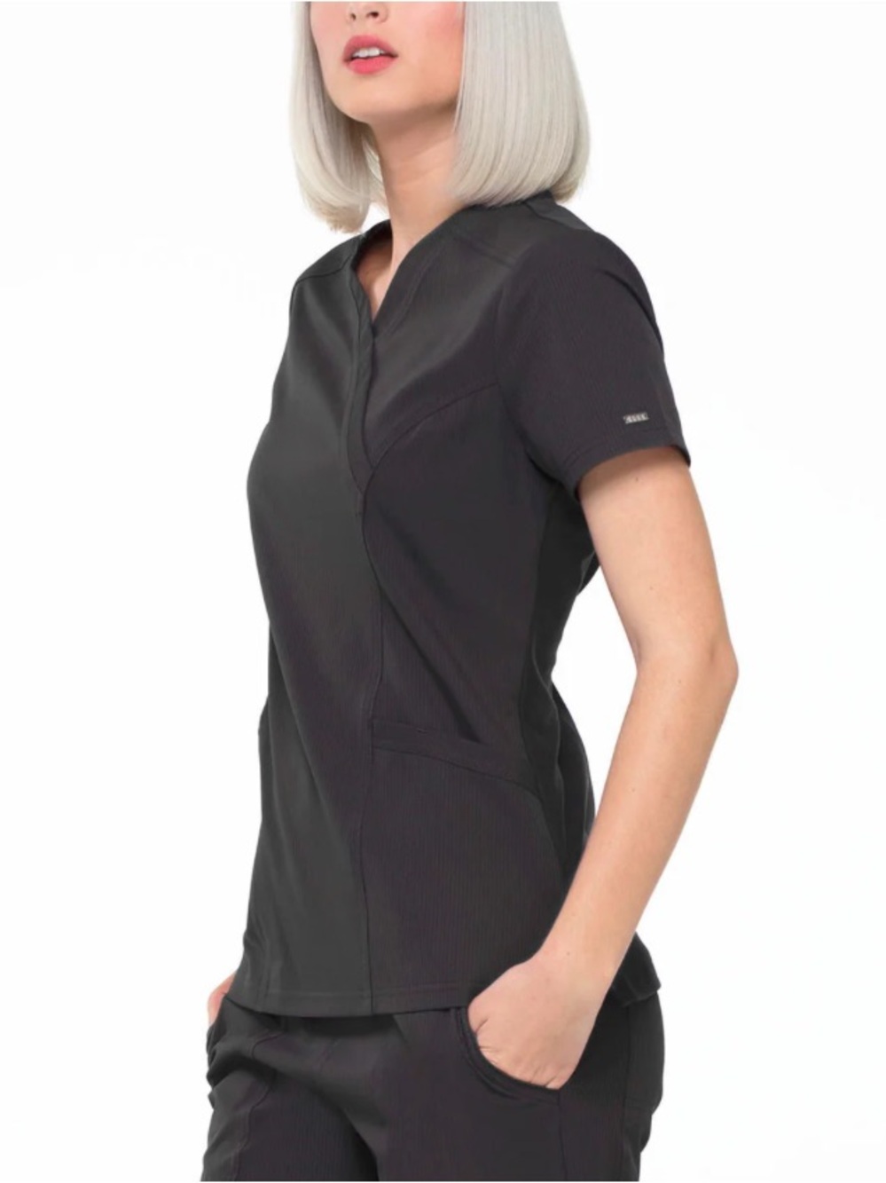 Elle Women's Black Short Sleeve Scrub Top size XS